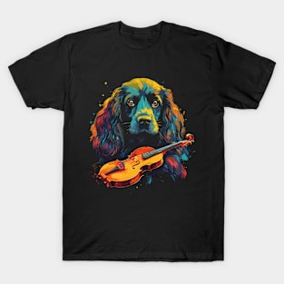 Field Spaniel Playing Violin T-Shirt